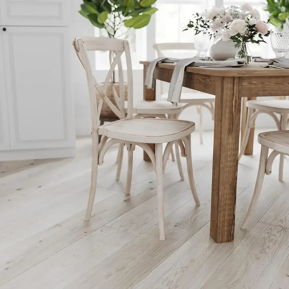 Rustic Solid Wood Dining Table with Square Legs Farmhouse Style Seats 4 Strong Pine Kitchen Table Indoor Furniture 46"x30