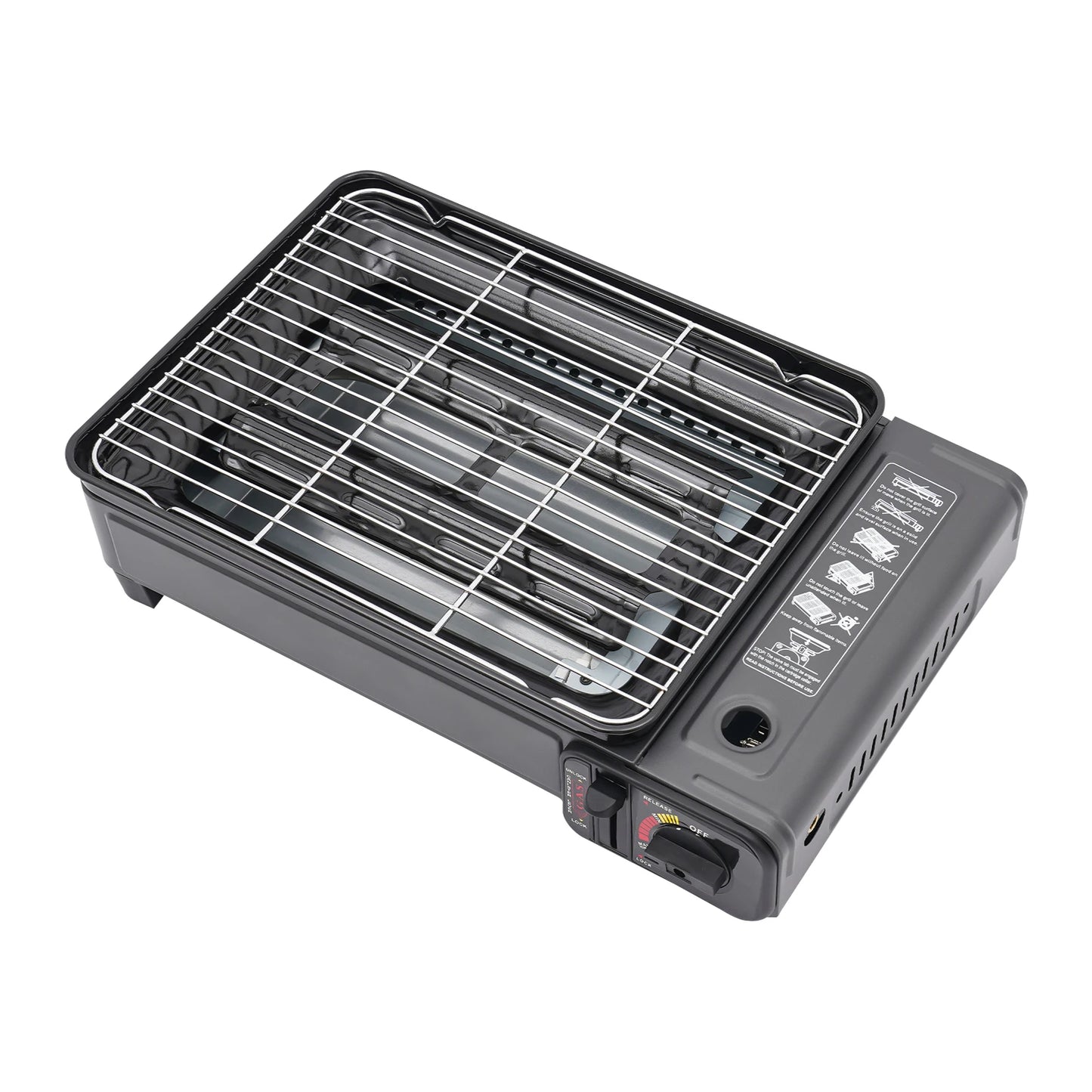 Portable Butane Camping Stove with Storage Box, Overpressure Protection & Adjustable Precise Heat Control for Outdoor Cooking