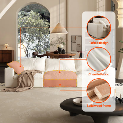 Comfy Cloud Couch 120'' Modern Sectional Sofa for Living Room Down Filled Couch with Ottoman U Shaped 5 Seater Convertible Sofa