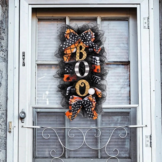 Halloween Wreath Garland Door Hanging Decoration  BOO Doorplate Pumpkin Pendant