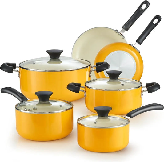 Home Pots and Pans Set Nonstick, 10-Piece Ceramic Kitchen Cookware Sets, Nonstick Cooking Set with Saucepans, Frying Pans