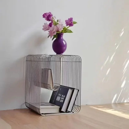 Modern Scandinavian Metal  Table Living Room Furniture Sleek  Side Table Minimalist Storage for Magazines and Books