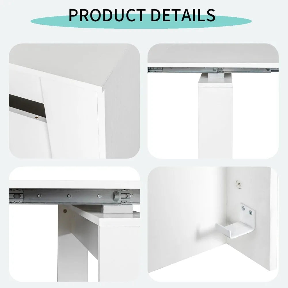 118" Dining Table with Storage for 6-10 People, Expandable Dining Table for  Multifunctional Extendable