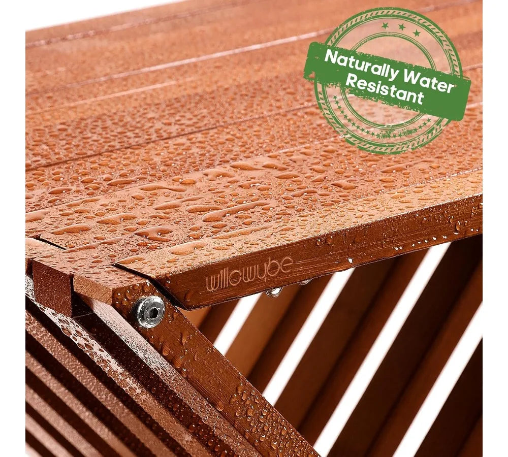 Folding Bamboo Wood Stool - Waterproof Sauna Shower Bench, Compact Multi-Use Seat for Bathroom & Steam Room