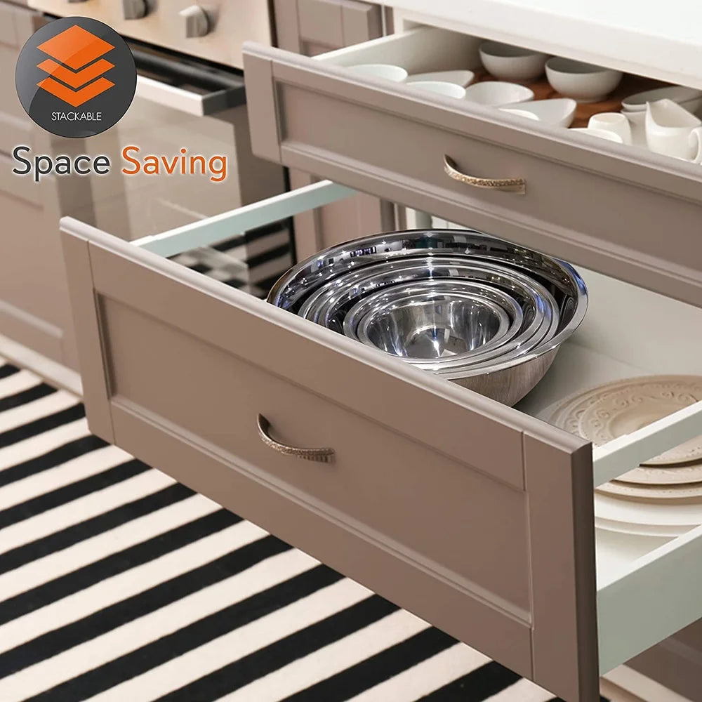 6 Piece Stainless Steel Mixing Bowl Set