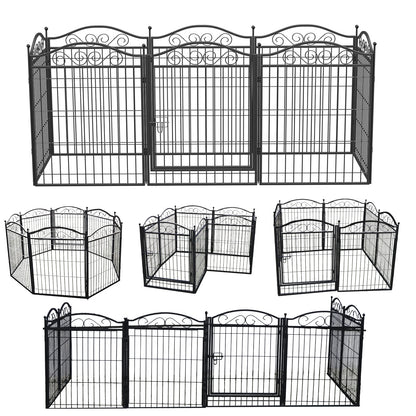 Dog Playpen, 8 Panels Playpen 32 Inch Height in Heavy Duty, Folding Indoor Outdoor Anti-Rust Dog Exercise Fence Portable