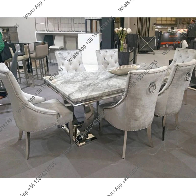 J Furniture Dining Table Silver Dining Set With 4 Chairs Designer High Luxury Dining Table