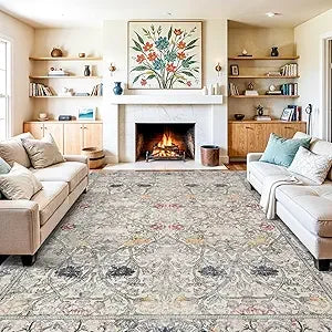 10x14 Living Room Area Rug - Modern Abstract Large Area Rugs Non-Slip Stain Resistant Carpets