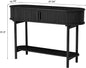 Fluted Console Table Modern Entryway Table with Tambour Sliding Door 2 Tier Sofa Table with Storage Side Table Behind Couch in L