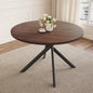 45.3 Inch Modern Round Dining Table for 4, Space-Saving Dinette with Carbon Steel Legs for Apartment(Walnut Table)