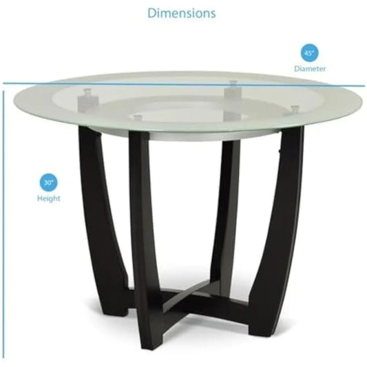 Carell Furniture 45" Round Glass Top Dining Table in Espresso Finish Base