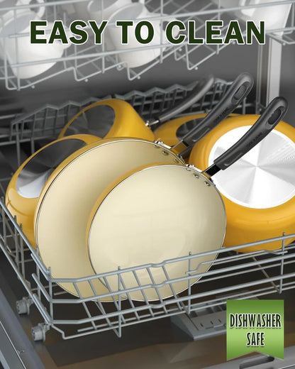 Home Pots and Pans Set Nonstick, 10-Piece Ceramic Kitchen Cookware Sets, Nonstick Cooking Set with Saucepans, Frying Pans