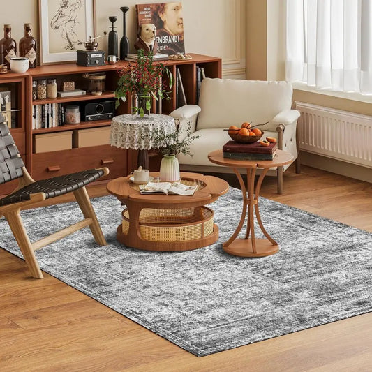 Area Rug 5 x 7 Vintage Traditional Persian Mat Foldable Distressed NonSlip Machine Washable Carpet for Living Room Bedroom