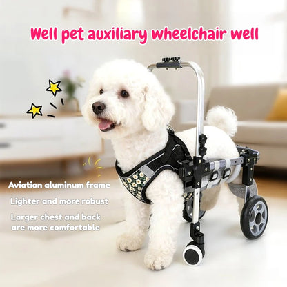 Upgraded Lightweight Extendable Adjustable Four Wheel Dog and Cat Wheelchair for Hind Limb Rear Leg Support Pet Mobility Aid