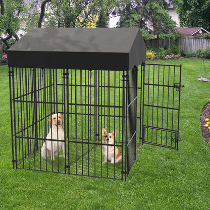 Heavy Duty Large Dog Kennel Pet Welded Metal Playpen Animal Cage with Roof Cover Pet Run Enclosure Playpen House Outdoor Indoor