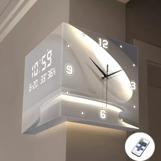 Living Room Corner Wall Mounted Clocks Double Sided Needle Digital Wall Clocks Acrylic Modern Design Clock Luxury Home Decor