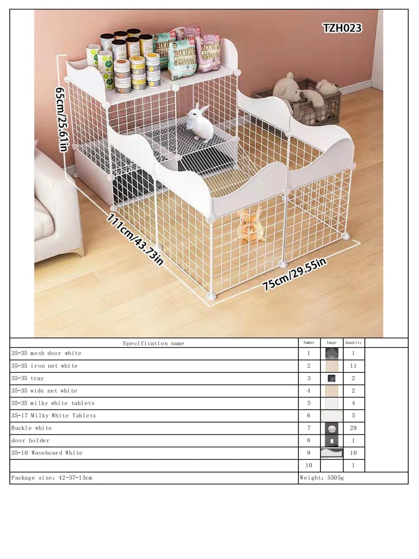 Rabbit Cage, Indoor Rabbit Cage for Home Use, Anti-Urination, Large Pet Enclosure, Double-Layer Small Pet New Type House