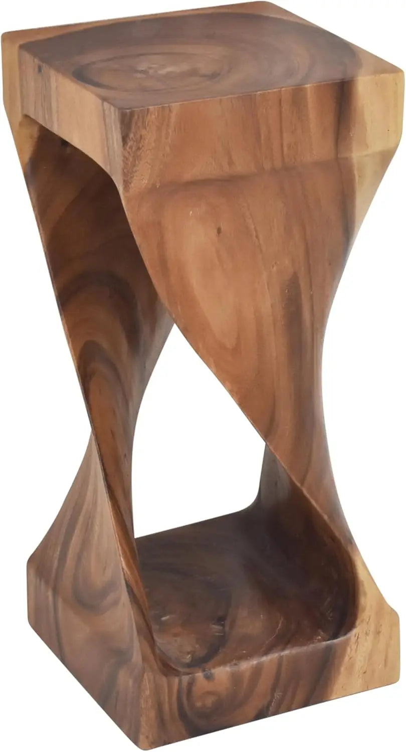 Accent Side Table Functional and Visually Alluring Natural Wood Glaze, 12 L x 12 W x 26 H, Brown