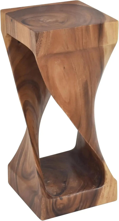 Accent Side Table Functional and Visually Alluring Natural Wood Glaze, 12 L x 12 W x 26 H, Brown