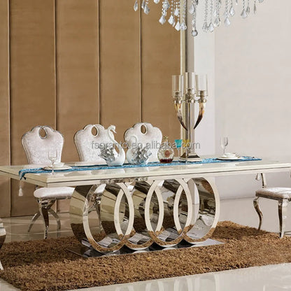 Classic Italian White Dining Sets Big Rectangular 8 Seater Leather Chairs Luxury Marble Dining Table Dining Room Furniture