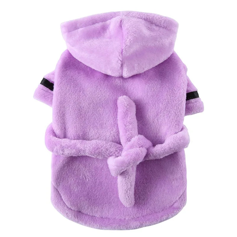 Pet Dog Bathrobe with Hooded Dog Pajamas Sleeping Clothes Soft Pet Bath Drying Towel Clothes For Puppy Dogs Cats
