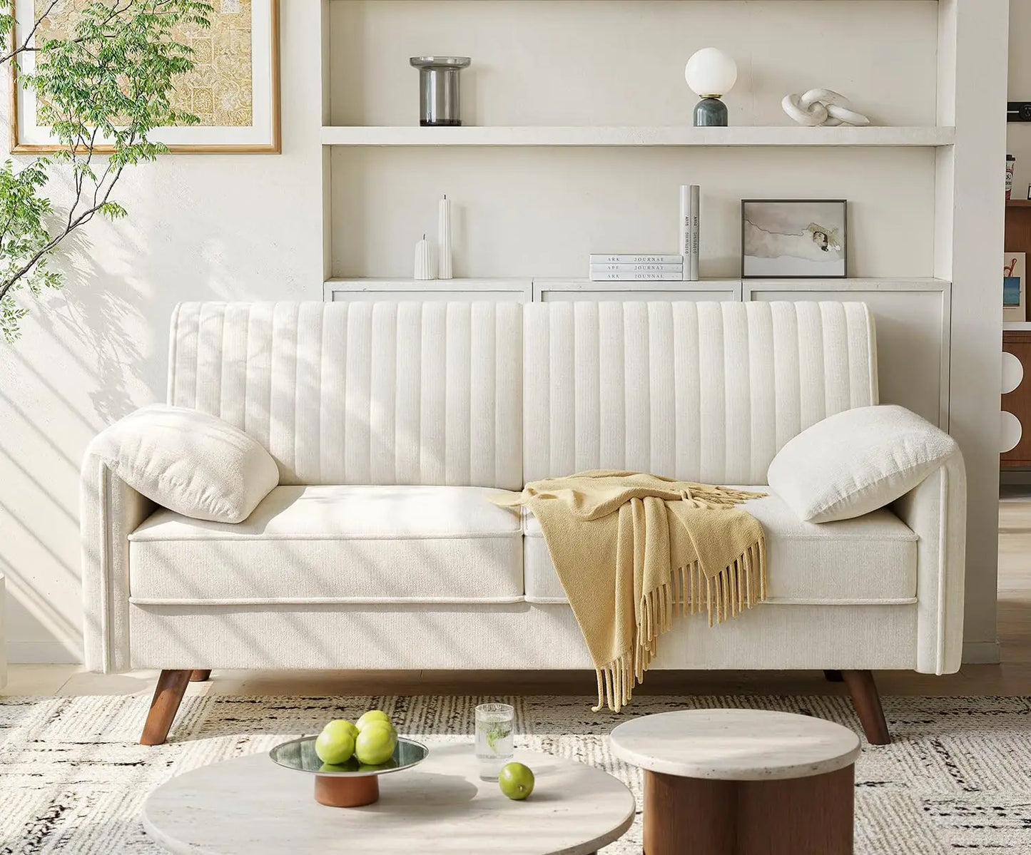 64.5" Loveseat Sofa, Chenille Loveseat Couch for Living Room, 23.2" Deep Seat Love Seat with Padded Arms