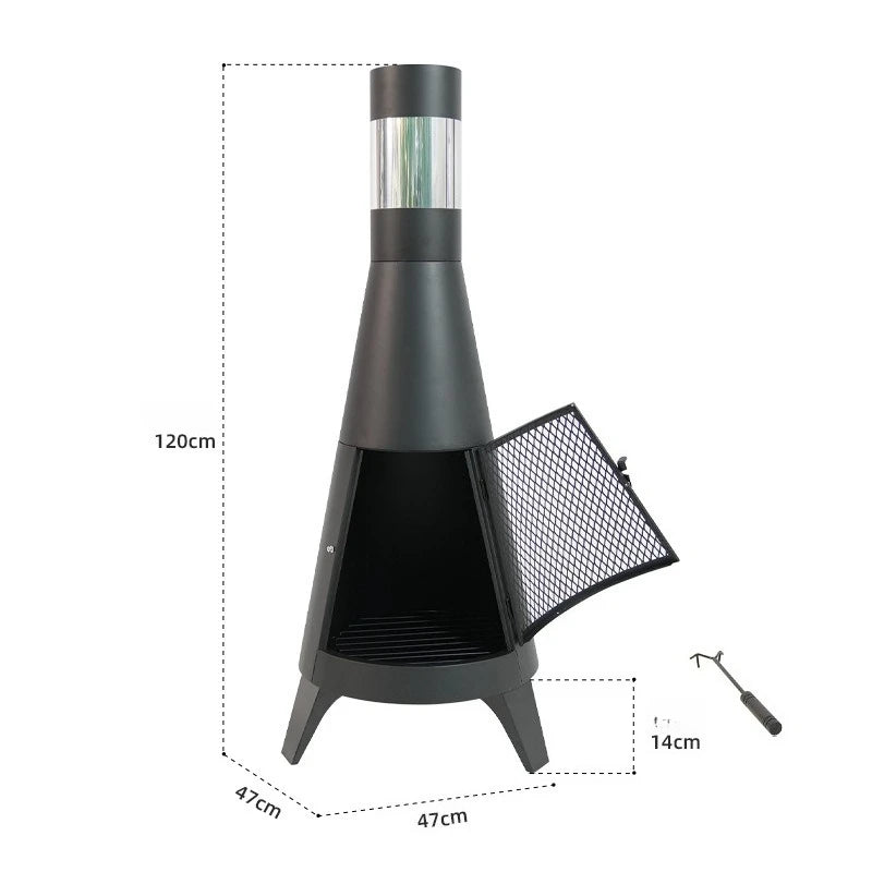 Large Capacity Wood Stove Outdoor Heater with Chimney Stainless Heating Gear Patio Heater Bonfire Aquecedor Lareira
