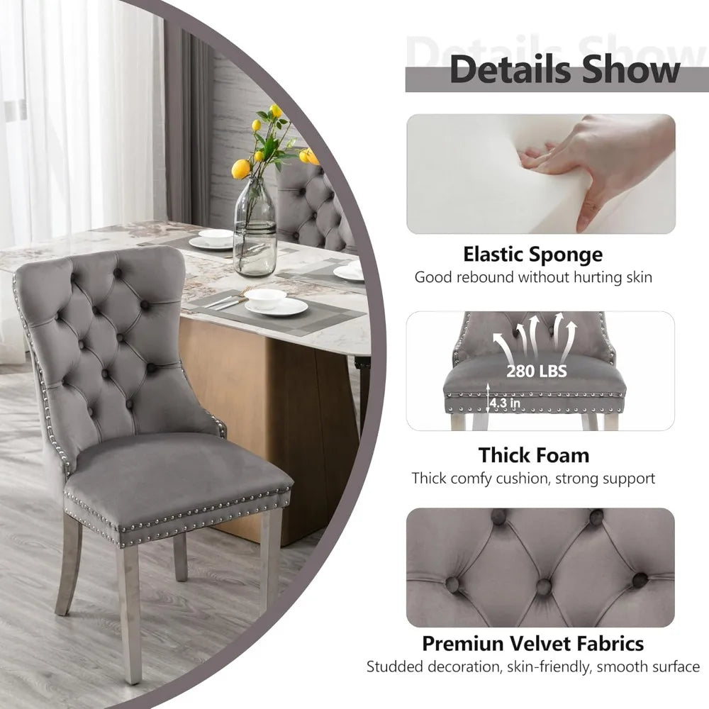 5 Piece Silver Luxury Glass Dining Set, Modern Minimalist  Table Set for 4, 36'' Clear Square Glass Top Dining Room Set