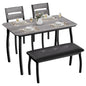 Dining Table Set for 4, Kitchen Table with Upholstered Bench and 2 Chairs, 4 Piece Dining Furniture Set for Small Space