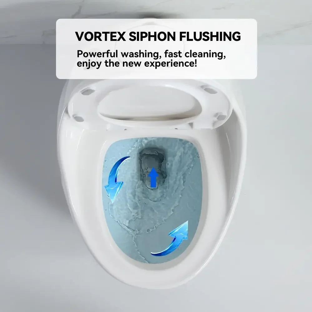 One Piece Toilet Egg Shaped Toilet Bowl amp 1.6 GPF Siphon Flush, Rough in 12 Inch Small Toilets for Small Bathroom Modern Toil