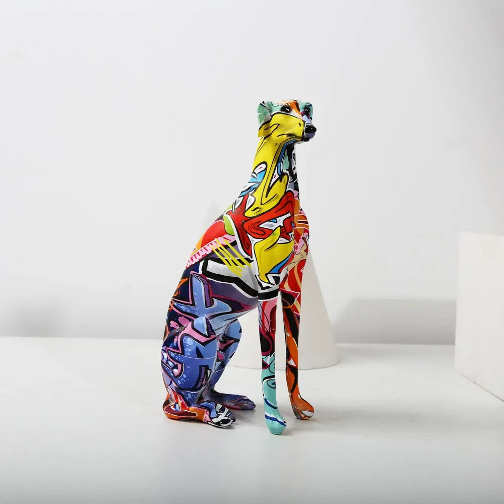 Modern Creative Painted Colorful Greyhound Doberman Decoration