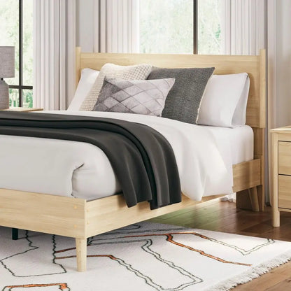 Rustic Panel Headboard for Bedroom, Adjustable Height Options, Wood, Queen, Light Brown Headboard Only