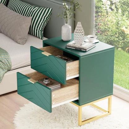 3-Piece Modern Bedroom Set with 6-Drawer Dresser and Nightstand, Gold-Handled Chest and Storage Cabinet in Green