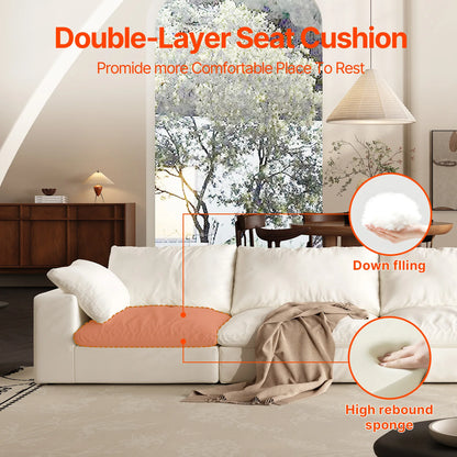 Comfy Cloud Couch 120'' Modern Sectional Sofa for Living Room Down Filled Couch with Ottoman U Shaped 5 Seater Convertible Sofa