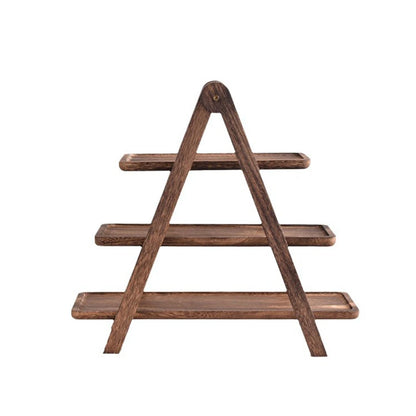 Wooden Serving Platter 3 Tier Serving Tray Multi-Function Rectangular Serving Stand Foldable Food Serving Rack serving rack