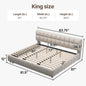 Queen Size Modern Cloud Platform Bed with 38.5-inch High Extra-Thick Soft Headboard, Includes Footboard, Block Design, Cream Uph