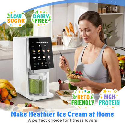 11 in 1 Ice Cream Maker with Recipe, Mix-in & Re-spin for Creamy Texture | 3 Pints Diary Free Keto-Friendly Frozen Dessert Machine, Frozen Treat, Yogurt, Sorbet, Gelato, Smoothie Bowls