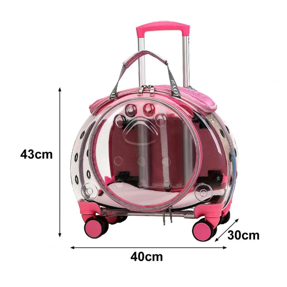Pet Trolley Case with Ventilation Holes Portable Pet Trolley Case with Ventilation Holes Silent Wheels Travel Backpack for Cats