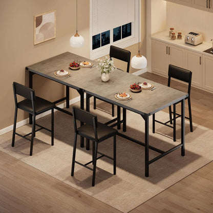 Dining Table Set for 2 w/Counter Height Table & 2 Upholstered Bar Stools, 3-Piece Kitchen Table Set with Footrest & Corner