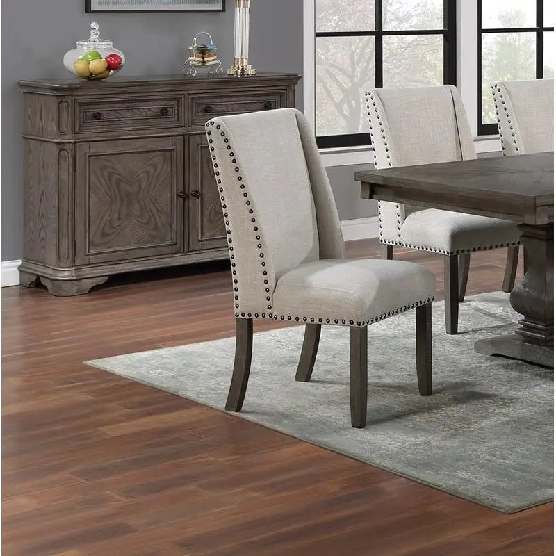 Traditional 9-Piece Dining Set with Leaf, 8 Side Chairs, Pedestal Base, Oak Finish, Wingback Design, Upholstered Cushions,