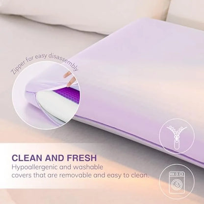 Cooling Gel Memory Foam Pillow - Reversible Cooling Cover, Neck Support for Side, Back and Stomach Sleepers, Removable