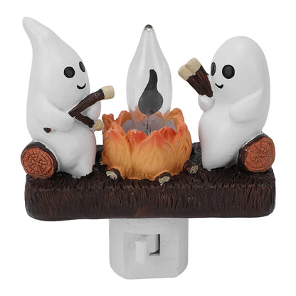 Ghost Campfire Flickering Night Light Resin Ghost Nightlight Energy Saving Flashing Flaming Decoration Spooky