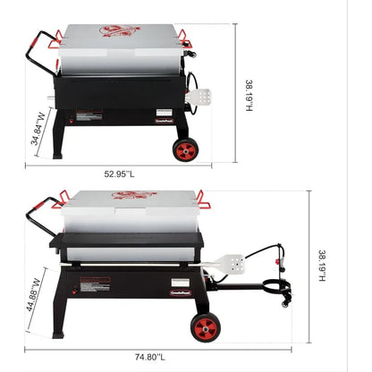 150 QT Crawfish Boiler, Outdoor Double Sack Propane Gas Cooker with Folding Cylinder Mounting Bracket and Stirring