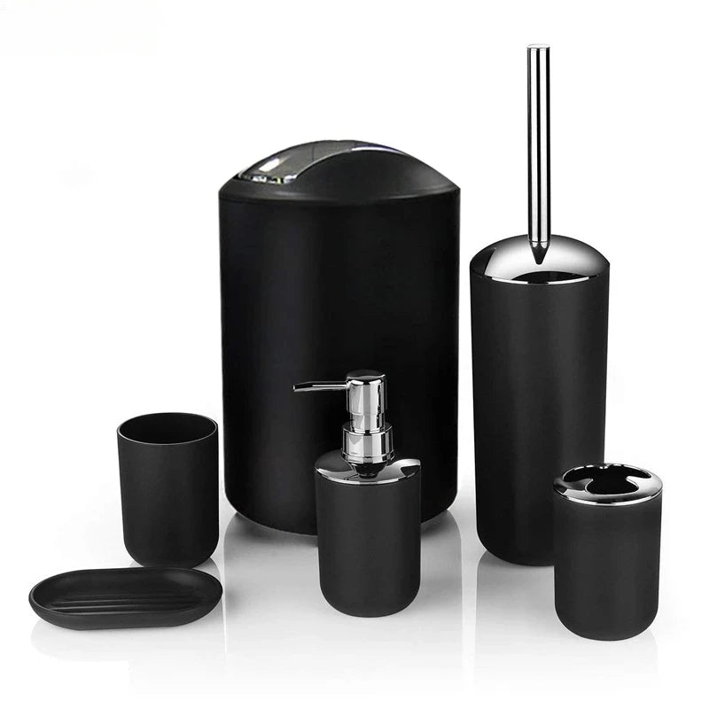 Luxury Bathroom Set Multipurpose Soap Dispenser Toothbrush Holder Toilet Brush Trash Can Soap Dish Home Bathroom Set 4/6pcs Pack