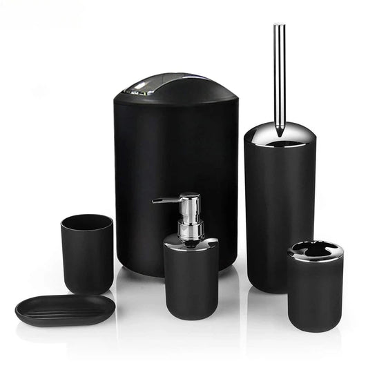 Luxury Bathroom Set Multipurpose Soap Dispenser Toothbrush Holder Toilet Brush Trash Can Soap Dish Home Bathroom Set 4/6pcs Pack