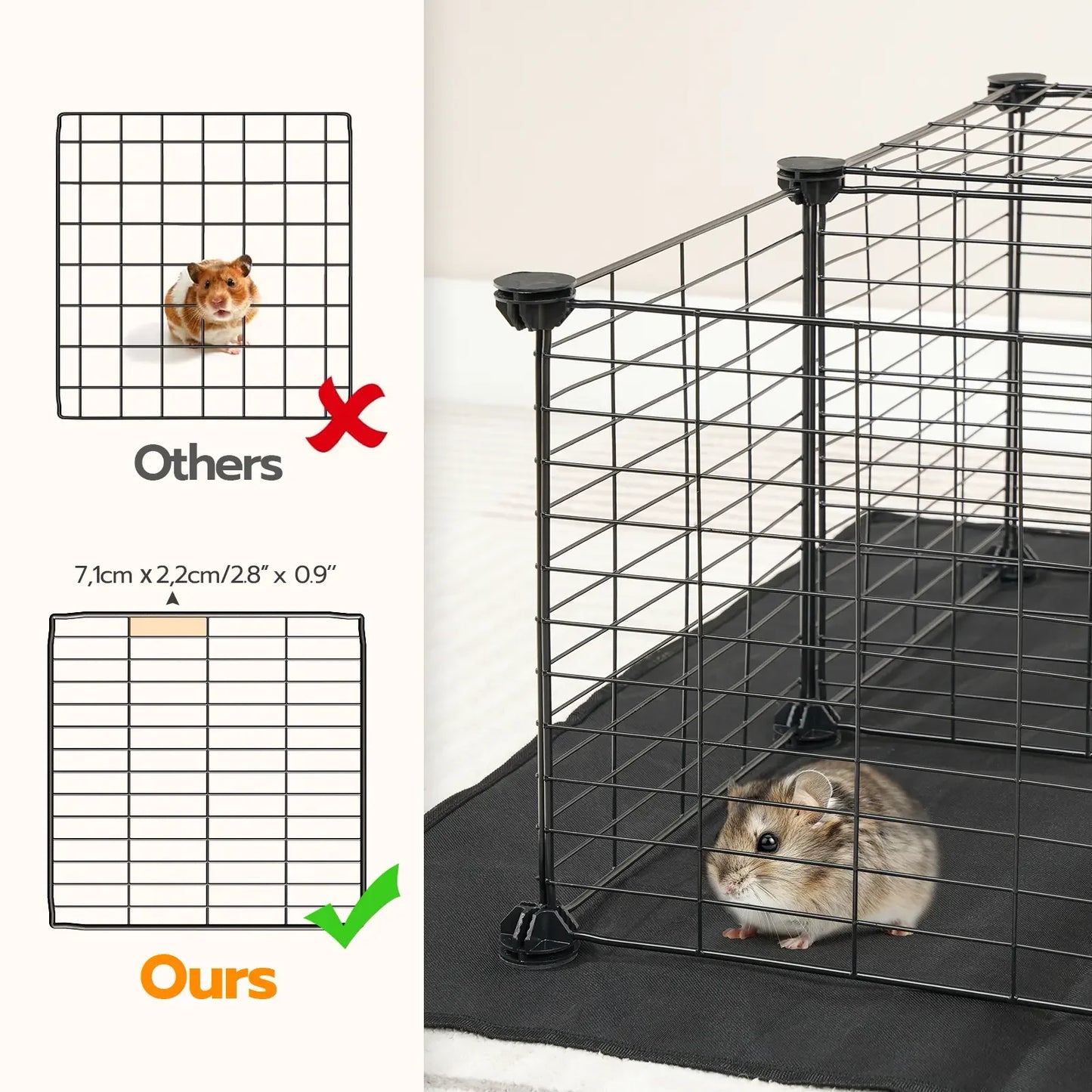 Guinea Pig Cage with Waterproof Mat, 24 Panels Small Animal Playpen, Rabbit Cage, Bunny Cage, Chicken Cage, Pet Playpen, Indoor Outdoor Yard Fence, 57 x 31.5 x 23.6 Inches, Black Hamster House #SummerVibes