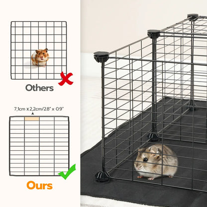 Guinea Pig Cage with Waterproof Mat, 24 Panels Small Animal Playpen, Rabbit Cage, Bunny Cage, Chicken Cage, Pet Playpen, Indoor Outdoor Yard Fence, 57 x 31.5 x 23.6 Inches, Black Hamster House #SummerVibes