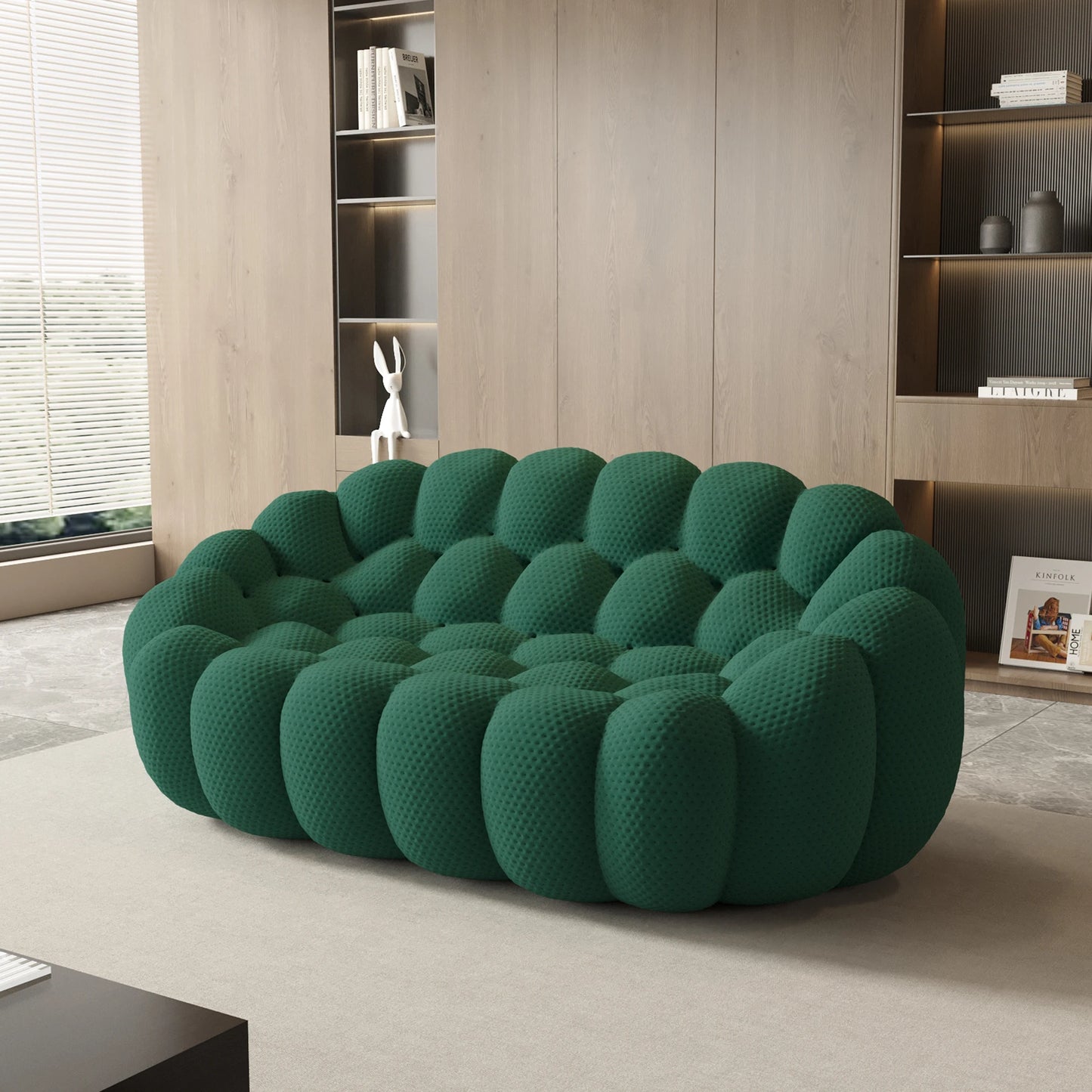 78'' Modern Curved Boneless Sofa Comfy 3D Knitted Fabric Loveseat Couch Football-Shaped Lazy Floor Sofas for Living Room