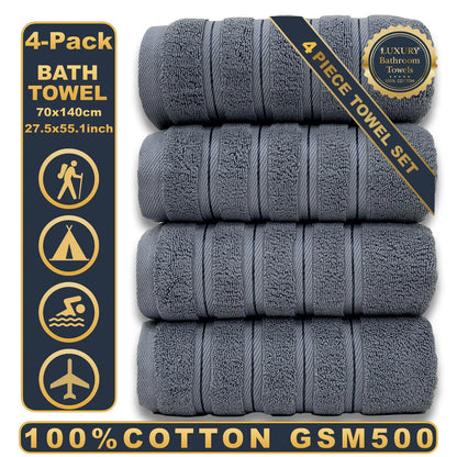 Black 4pcs XXL Bath Towel Set 100% Egyptian Cotton 70x140cm Soft Absorbent Quick-Dry Towels for Bathroom And Spa Drop Shipping