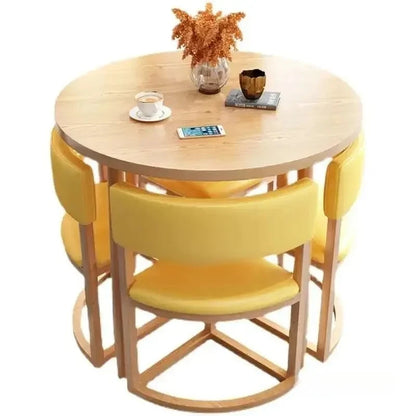 Round Mobile Dining Tables Set Kitchen 4 Chairs Center Wood Table Extendable Luxury Floor Mesa Comedor Home Furniture Wood Table